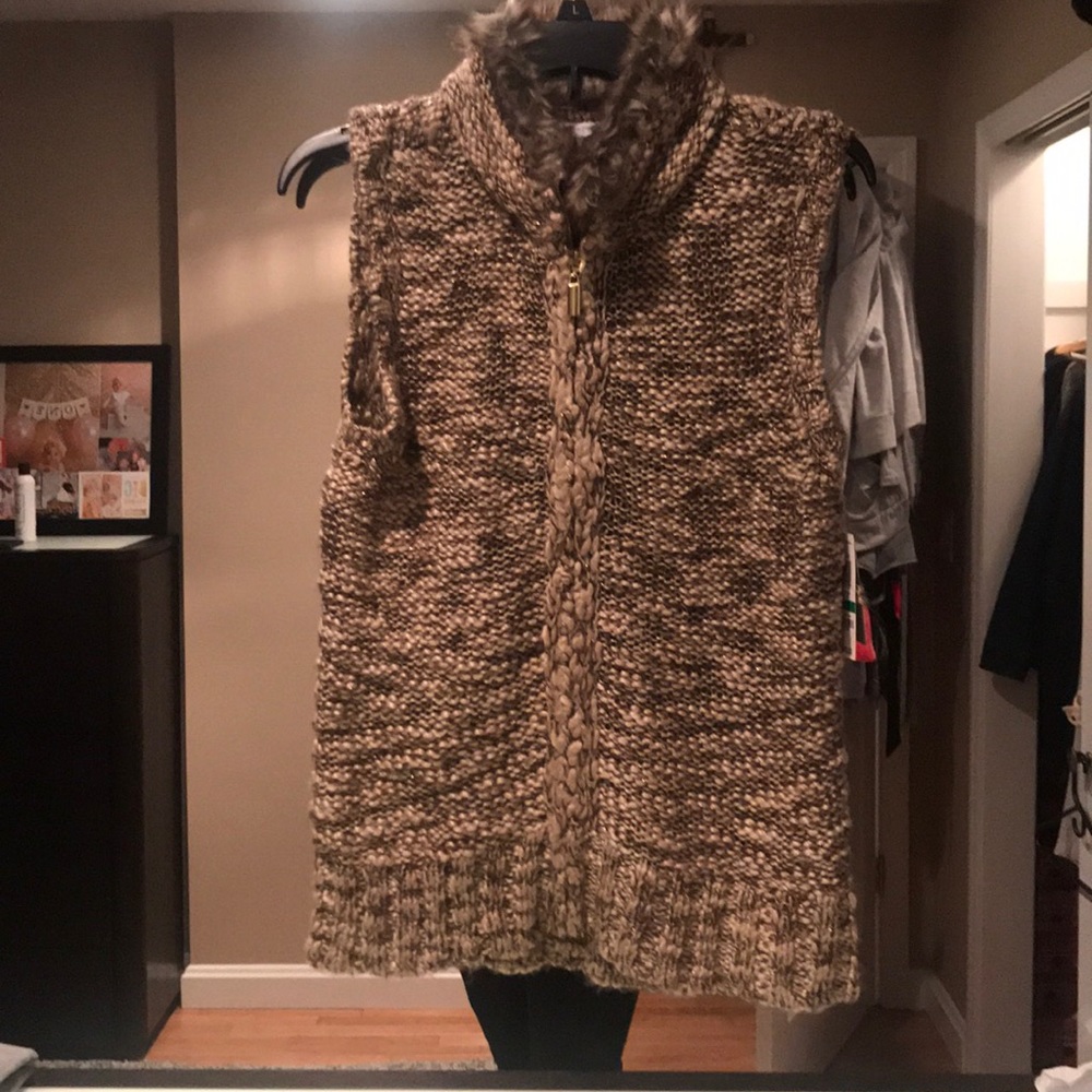 Fur collared vest